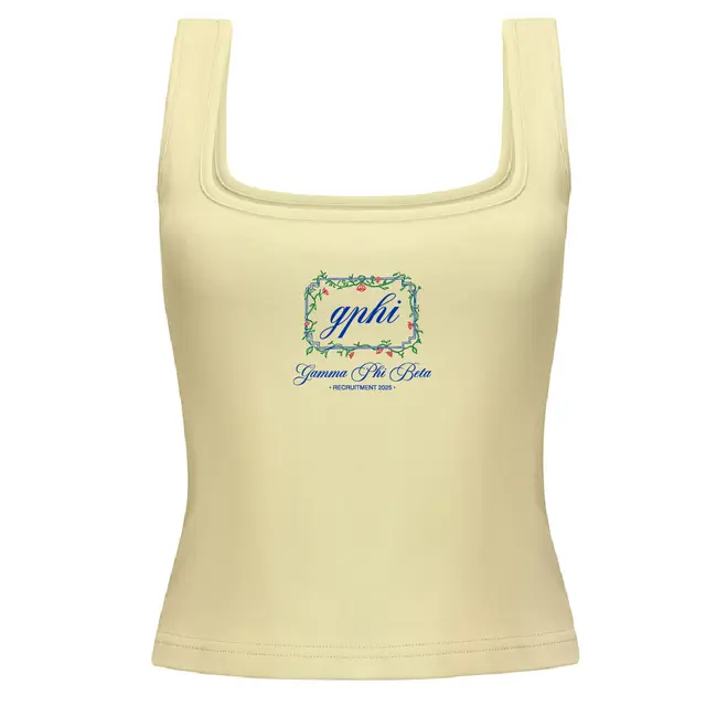 Gamma Phi Beta Floral Frame Script Rush Tank 2