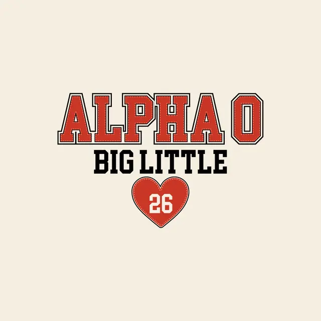 Alpha Omicron Pi Block Letters and Heart Big Little Reveal Hoodie