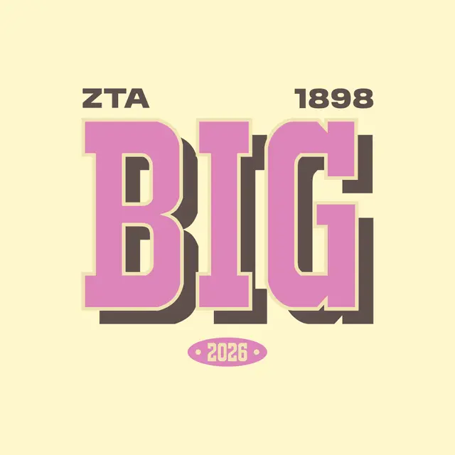 Zeta Tau Alpha Bold Pink Text Big Little Reveal Tank