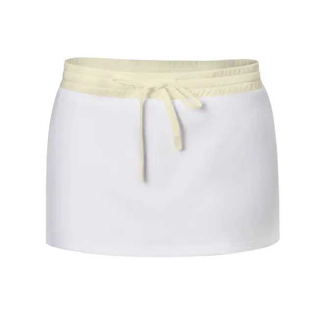 Fresh Prints Lexi Drawstring Mini Skort Butter Yellow White mto Front