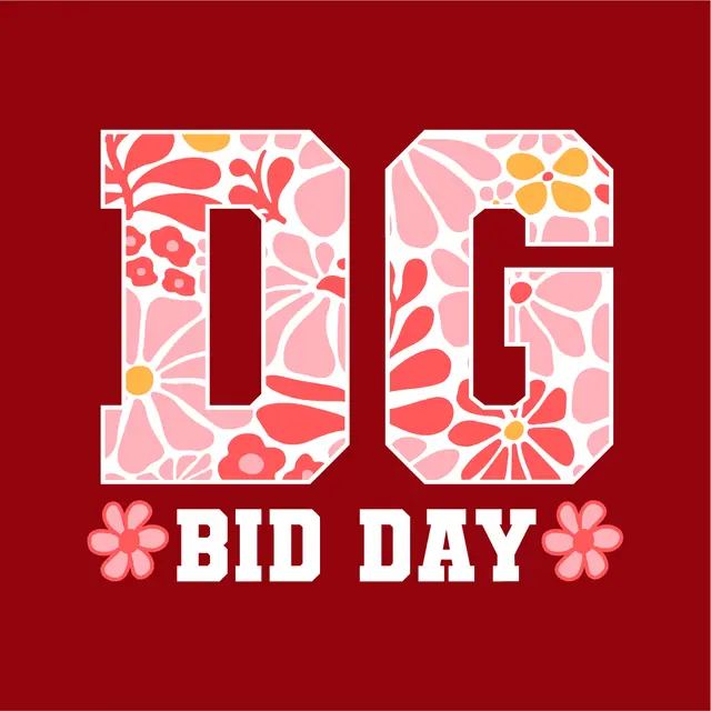 Delta Gamma Floral Letter Design Rush & Bid Tank