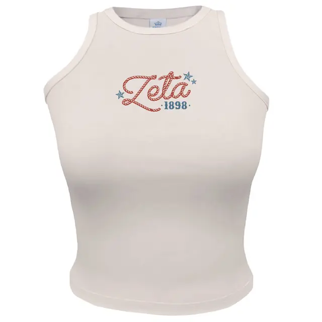 Zeta Tau Alpha Rope Text and Stars PR Tank 2