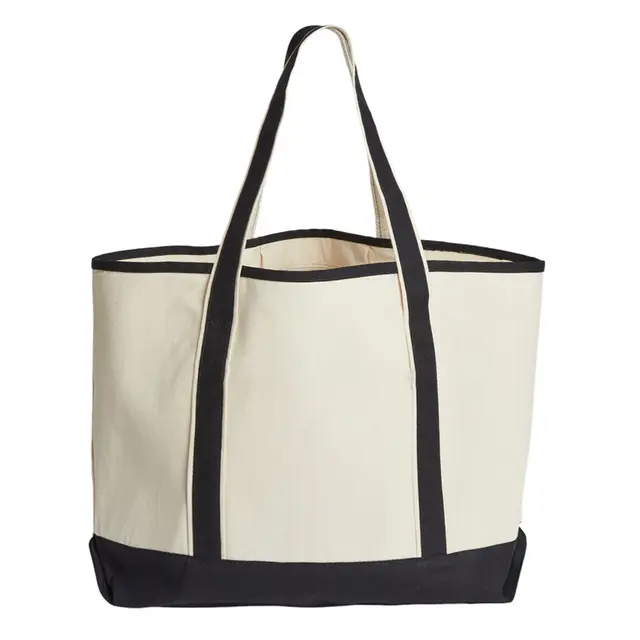 OAD Promotional Heavyweight Large Beach Tote Natural Black Back