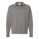 Hanes Unisex Garment-Dyed Polo Collar Sweatshirt - GDH490 Concrete Grey Front