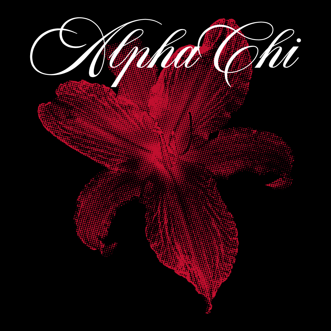 Alpha Chi Omega Cool Halftone Flower and Script Text PR Tank | Fresh Prints