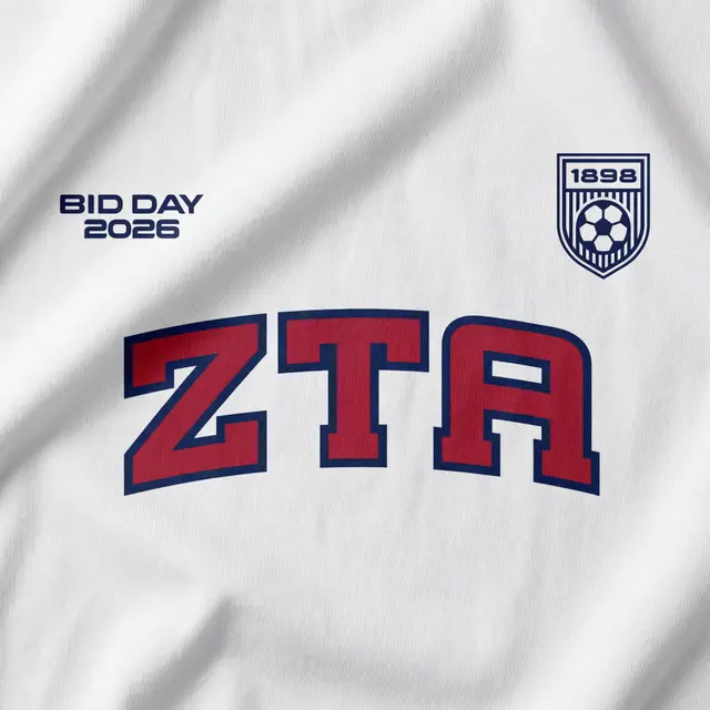 Zeta Tau Alpha Bold Block Lettering Rush Bid Shirt