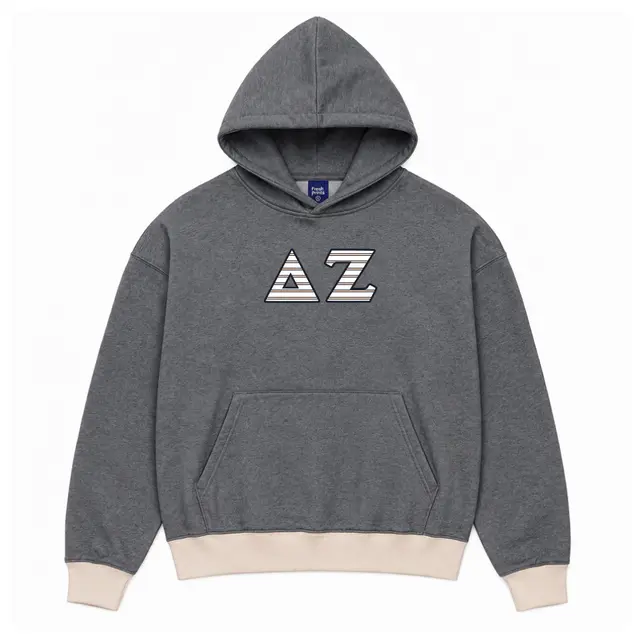 Delta Zeta Striped Lettered PR Hoodie 2
