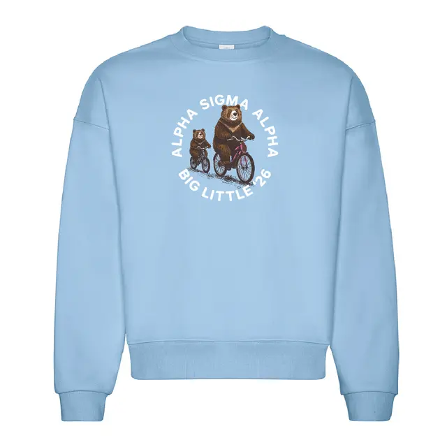Alpha Sigma Alpha Bicycle Riding Bears Big Little Reveal Crewneck 2