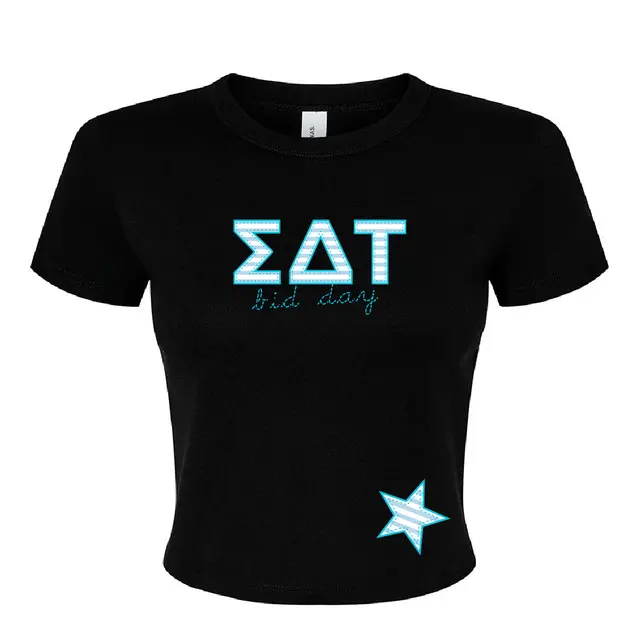 Sigma Delta Tau Stripe Lettering Star Rush Shirt-2
