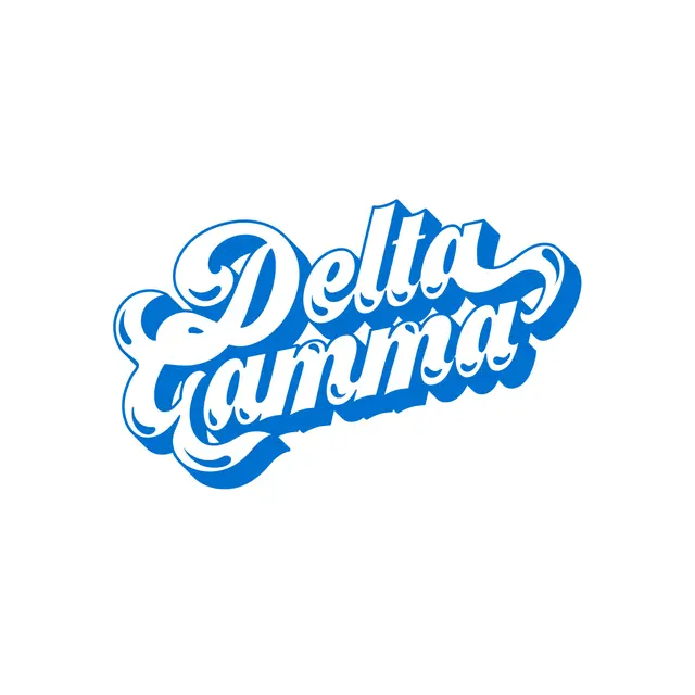 Delta Gamma Swirly Blue Text PR Shirt