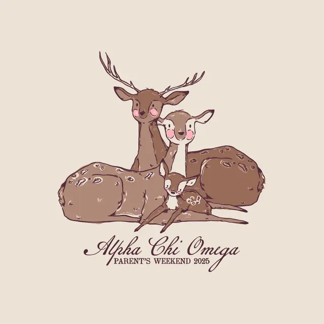 Alpha Chi Omega Deer Illustration Parent's Weekend Crewneck