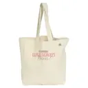 Love Wins Typography in Pink and Brown PR Tote Design for LGBTQ+ Alliance