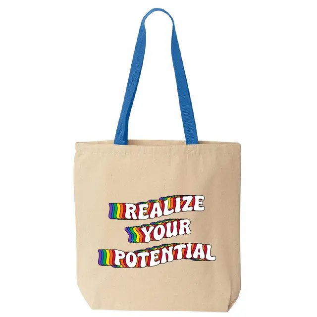 Realize Your Potential Rainbow Text PR Tote 2