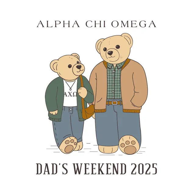 Alpha Chi Omega Dad Bear Illustration Parent's Weekend Shirt