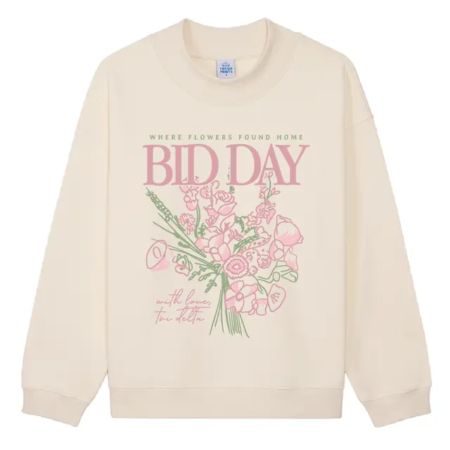 Delta Delta Delta Floral Bouquet Text Bid Day Crewneck 2