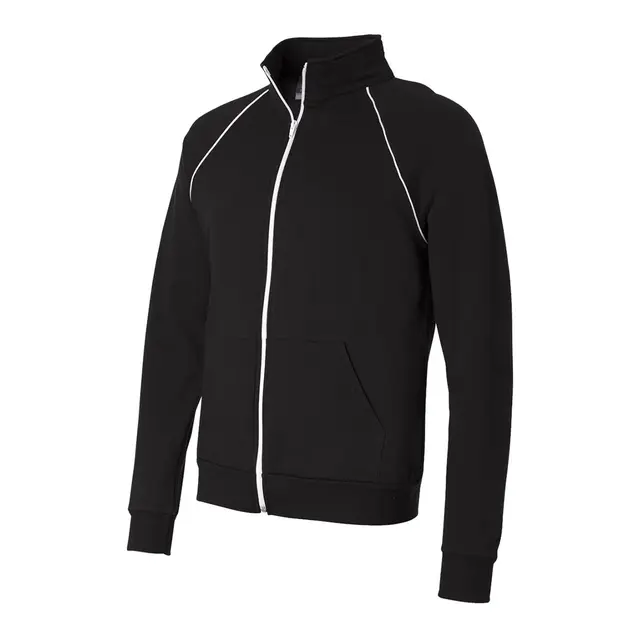 Customizable Bella + Canvas Men's Piped Fleece Jacket 3710 Black with White Left
