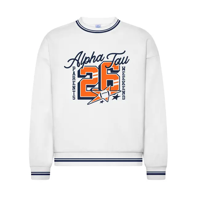 Alpha Sigma Tau Hand Drawn Lettering Parent's Weekend Crewneck 2