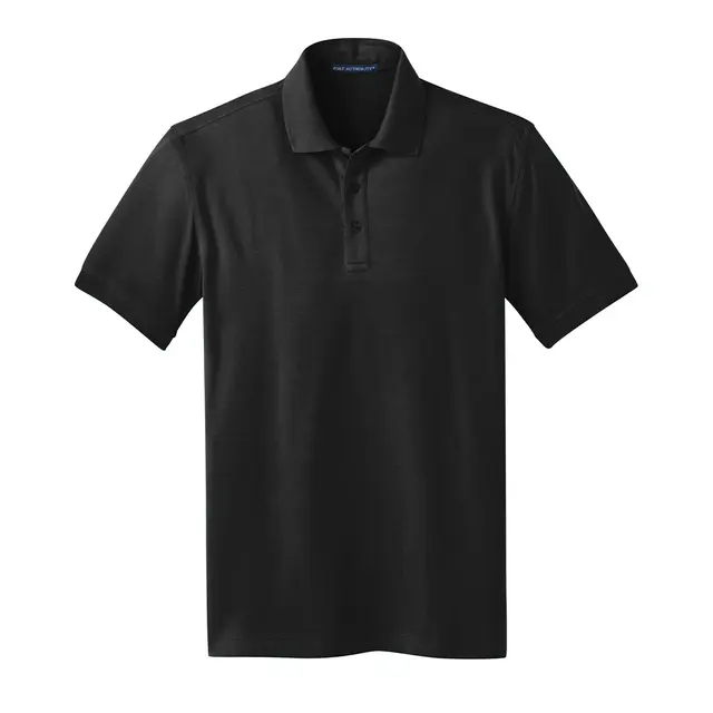 Port Authority Stretch Pique Polo Black Front