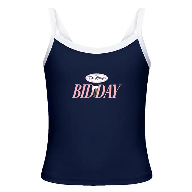 Chi Omega Pink Lettering with Flower Bid Day Tank 2
