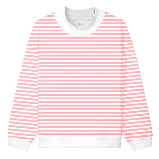 Fresh Prints Denver Graphic Mockneck Sweatshirt Blush White Stripe Front