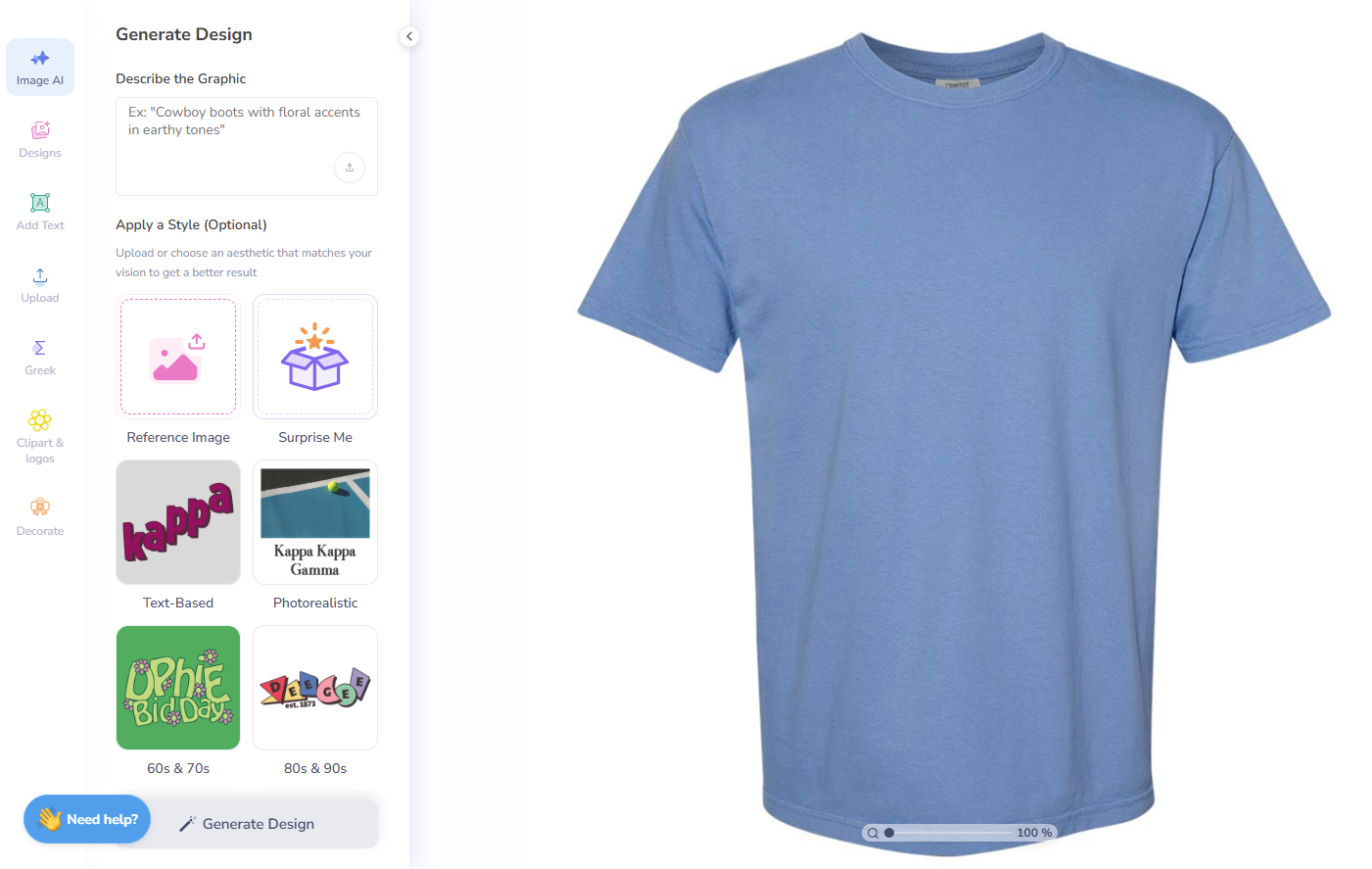Image AI Feature on Fresh Prints Design Tool