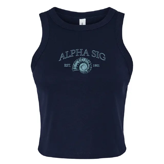 Nautilus Shell Drawing in Blue PR Tank Design for Alpha Sigma Alpha
