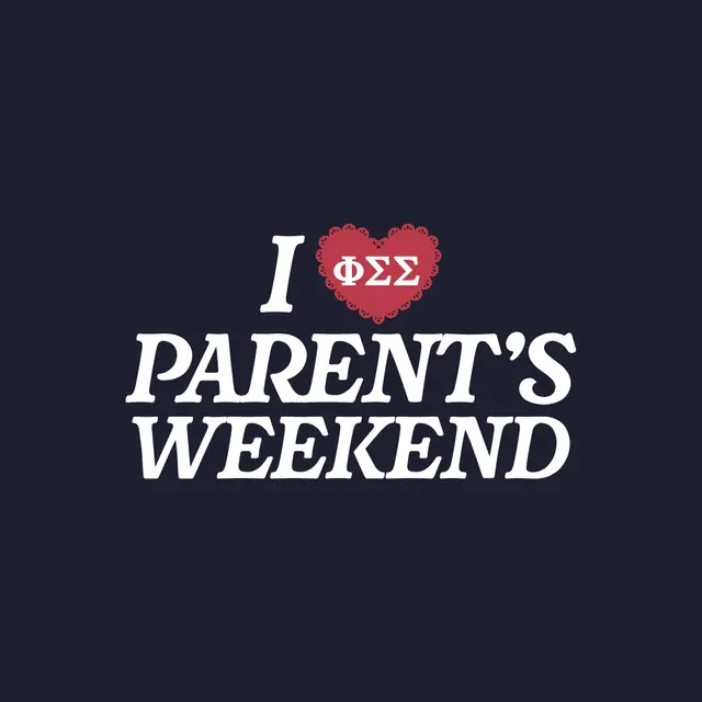 Phi Sigma Sigma Heart Text Parent's Weekend Shirt