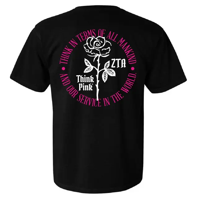Zeta Tau Alpha Pink Rose Circle Philanthropy Shirt 2