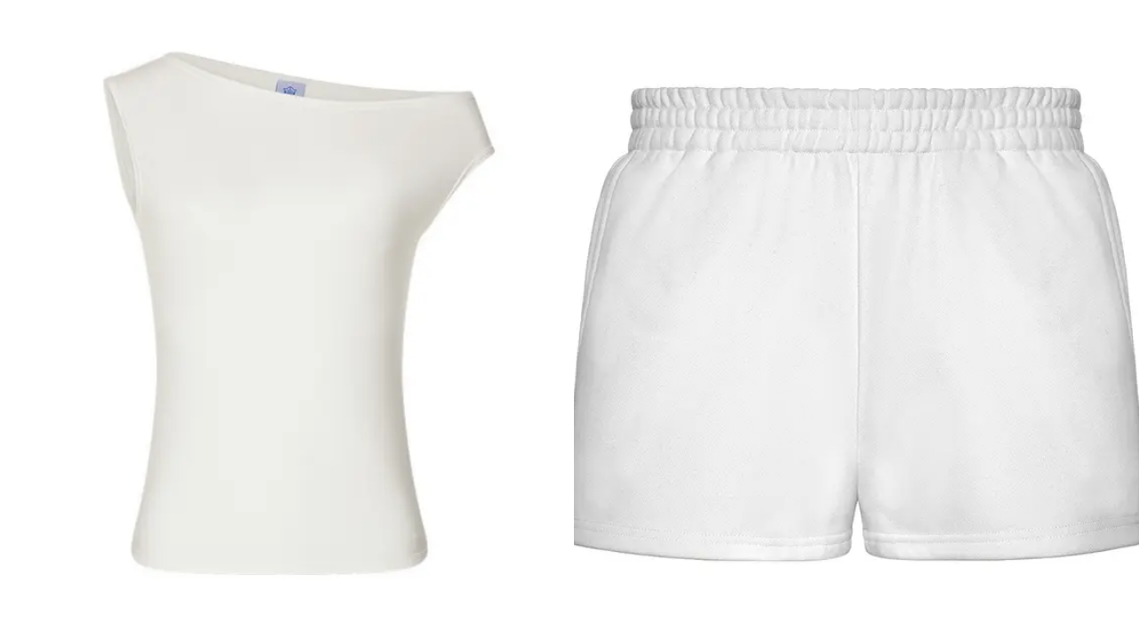 Off-shoulder tank and shorts