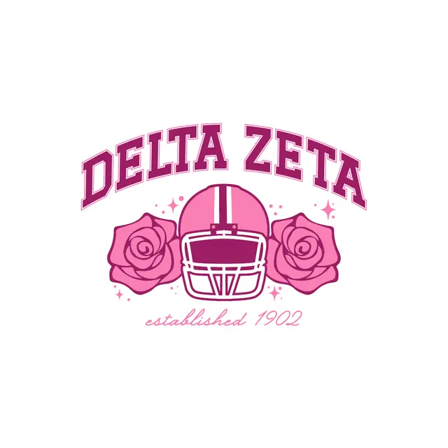 Delta Zeta Football Helmet and Roses PR Shirt