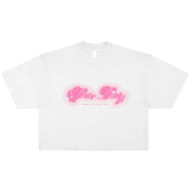 Gamma Phi Beta Pink Sparkling Script Halftone Date Party Shirt 2