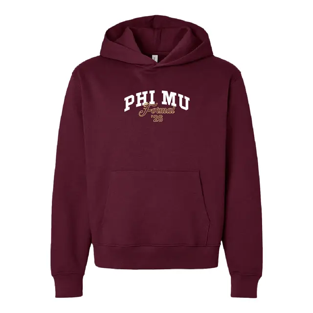 Phi Mu Arched Text and Script Formal Hoodie 2