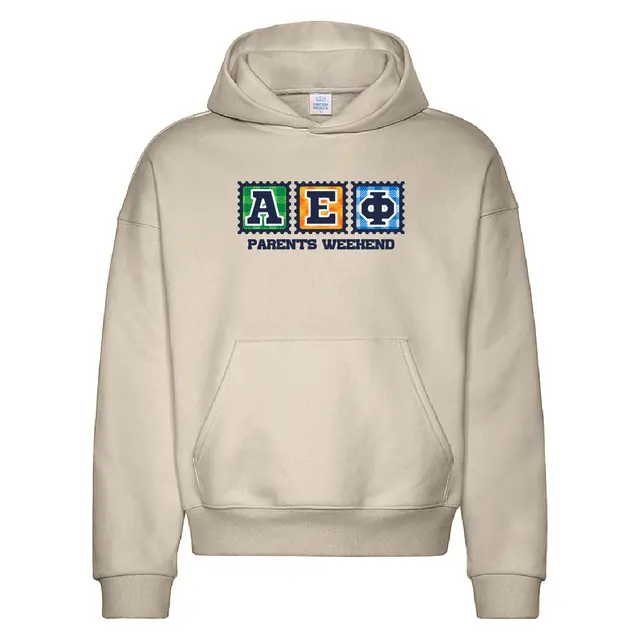 Alpha Epsilon Phi Colorful Stamp Design Parents Weekend Hoodie 2