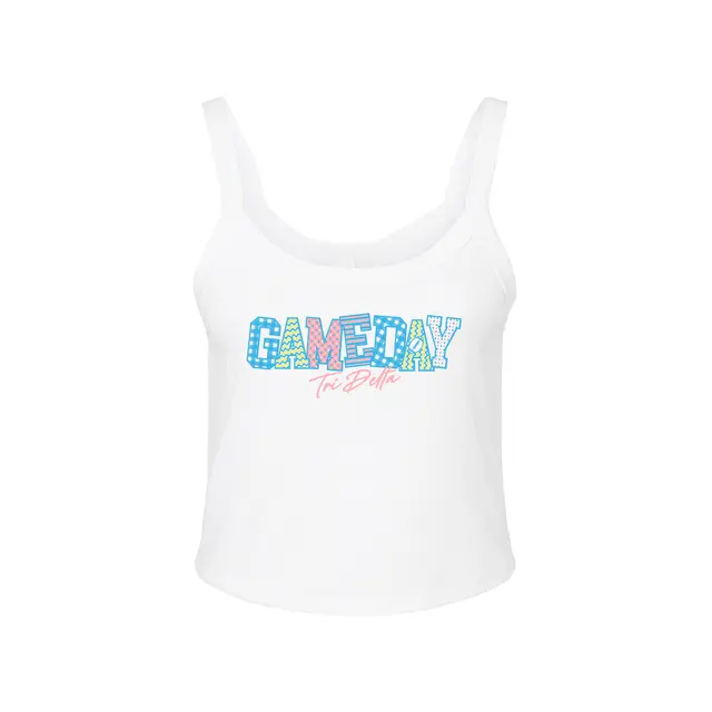 Delta Delta Delta Pattern Mix Game Day Tank 2