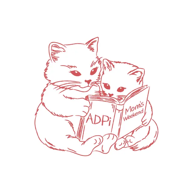 Alpha Delta Pi Cute Cats Reading Mom's Weekend Shirt