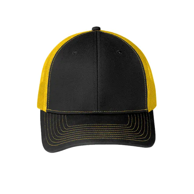 Port Authority Snapback Trucker Cap Black Gold Front