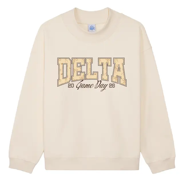 Delta Delta Delta Bow Pattern Block Texts Game Day Crewneck 2