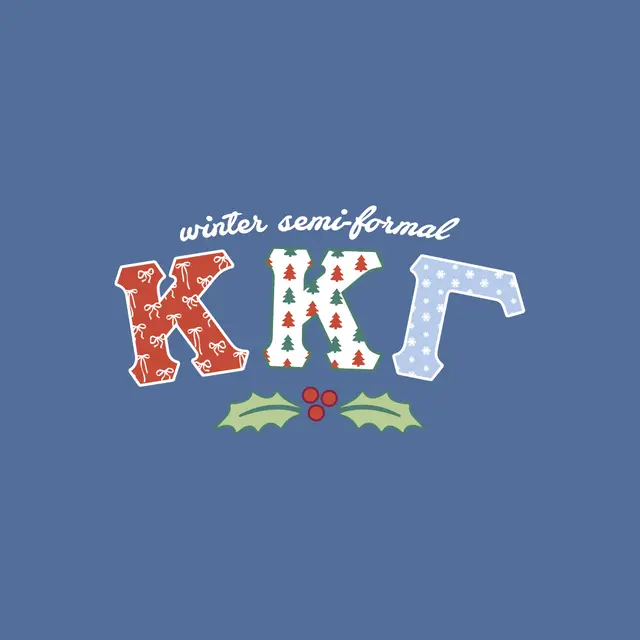 Kappa Kappa Gamma Festive Lettering Winter Semi Formal Crewneck