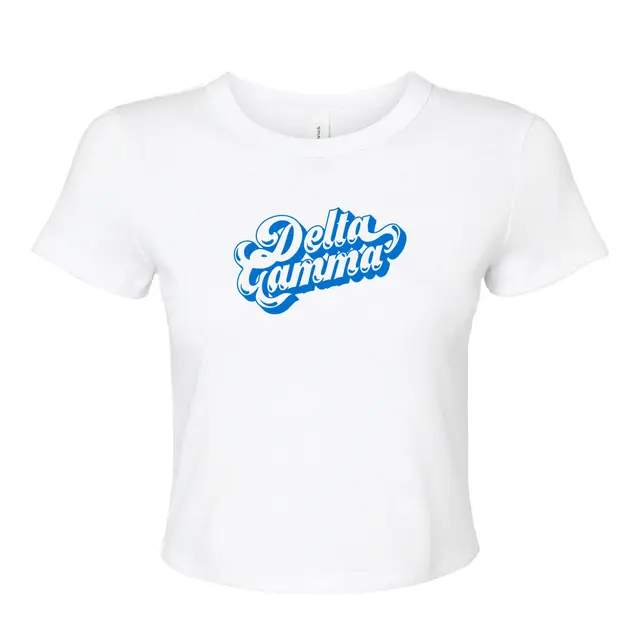 Delta Gamma Swirly Blue Text PR Shirt 2