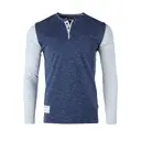 Zimego Apparel Contrast Long Sleeve Casual Button Baseball Henley zgls336 Navy Front