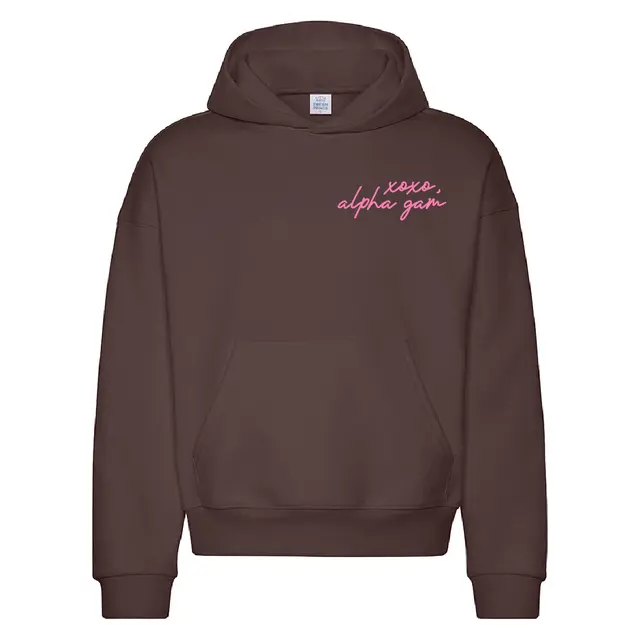Alpha Gamma Delta Xoxo Script in Pink PR Hoodie 2