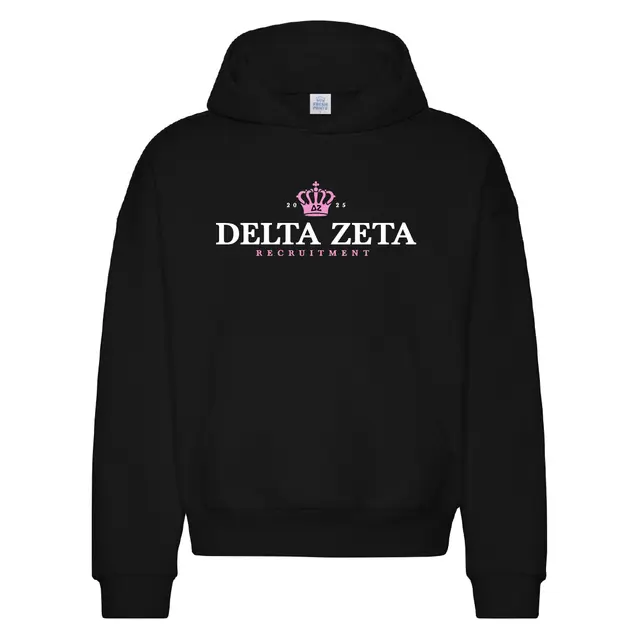 Delta Zeta Crown and Pink Text Recruitment Hoodie 2