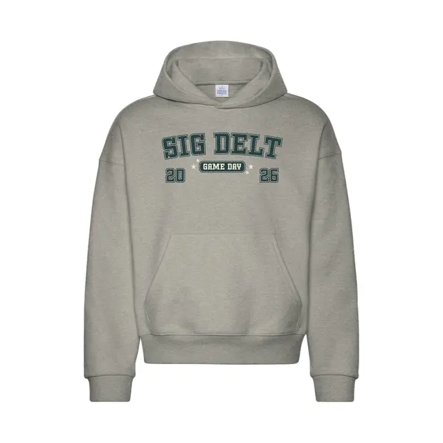 Sigma Delta Tau Stitched Text Game Day Hoodie 2