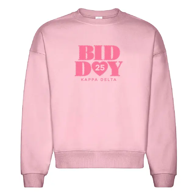 Kappa Delta Pink Stitched Heart Bid Day Crewneck 2