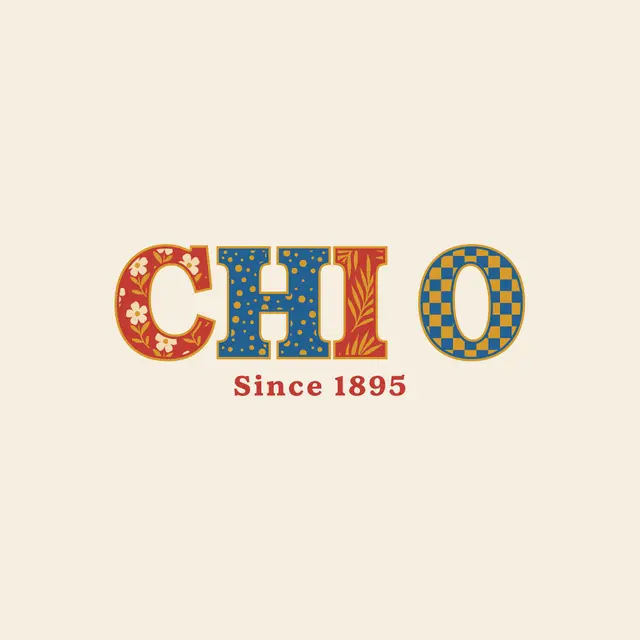 Chi Omega Mix Patterned Block Serif Text PR Hoodie