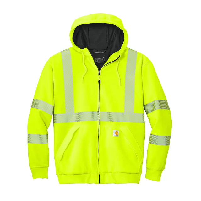 Carhartt ANSI 107 Class 3 Lined Full-Zip Sweatshirt Brite Lime Front