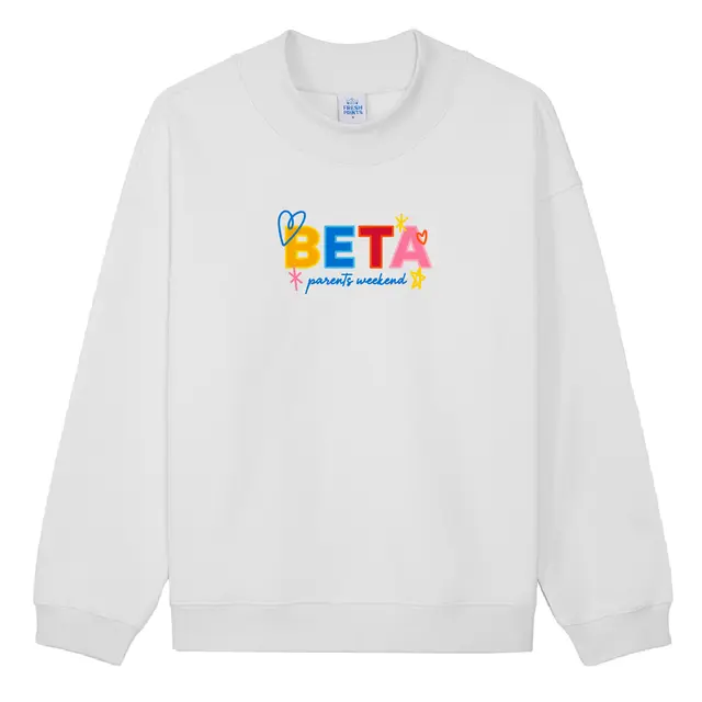 Beta Theta Pi Colorful Block Letters with Hearts Parents Weekend Crewneck 2