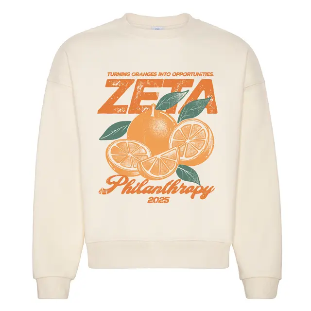 Zeta Tau Alpha Orange Graphic Philanthropy Crewneck 2