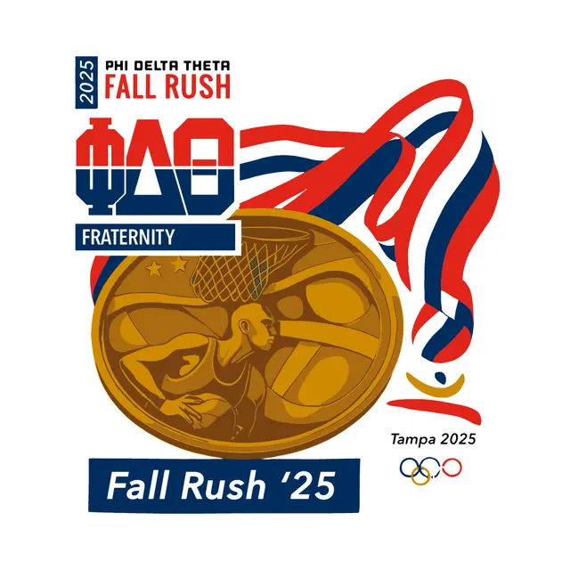 Phi Delta Theta Basketball Medal Flowing Script Rush Shirt