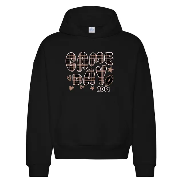 Alpha Delta Pi Plaid Text Game Day Hoodie 2